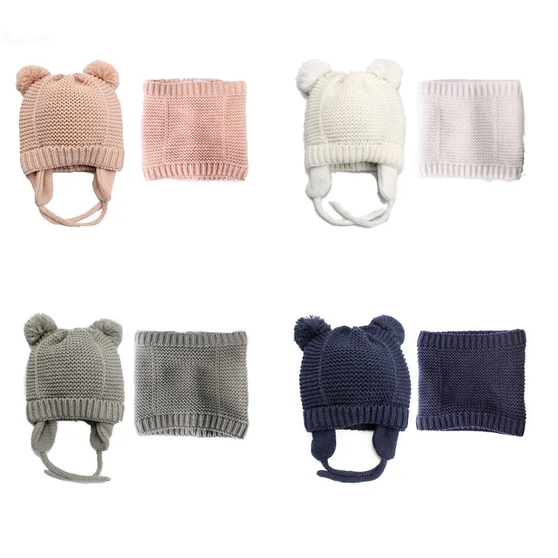 

Winter pompom baby hat for kids girl boy hats knitted beanie skullies boy bomber caps with fleece lining newborn photograp HT044