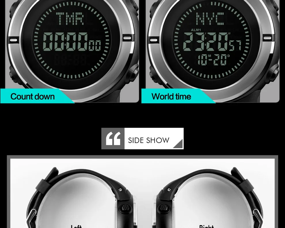 SKMEI модные спортивные часы для мужчин компас Водонепроницаемый Открытый часы обратного отсчета Chrono будильник цифровые наручные часы Relogio Masculino