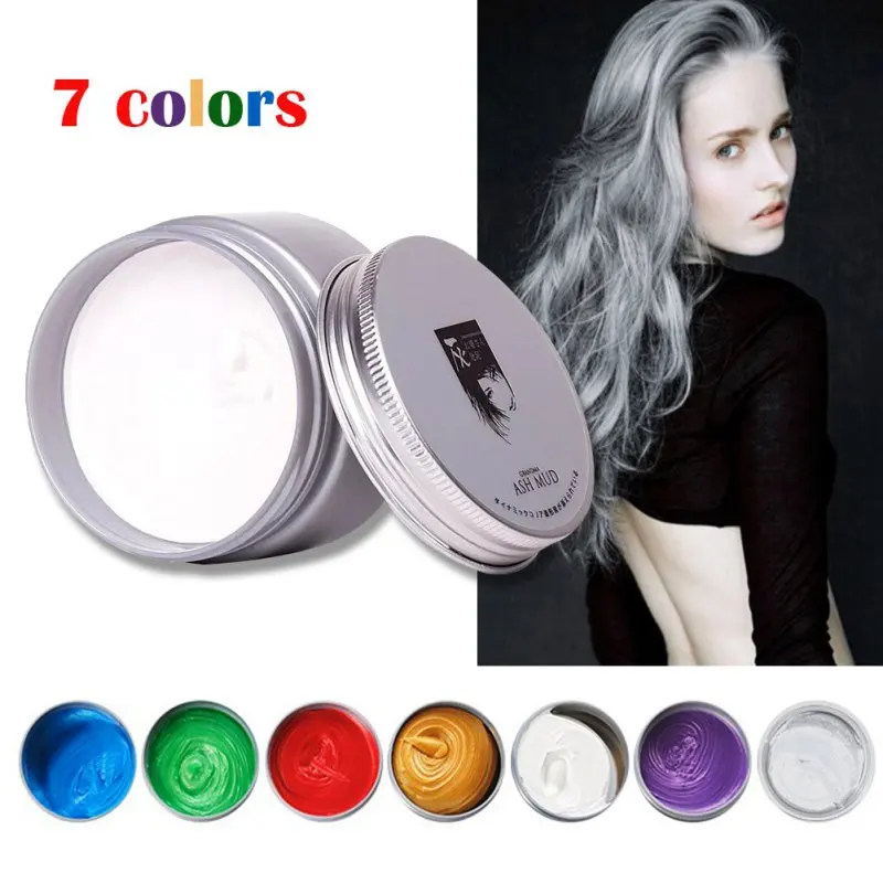 

DIY Grandma Grey Hair Color Wax Harajuku Style Hair Coloring Modeling 7 Color Temporary Hair Dye Cream Mud Tool