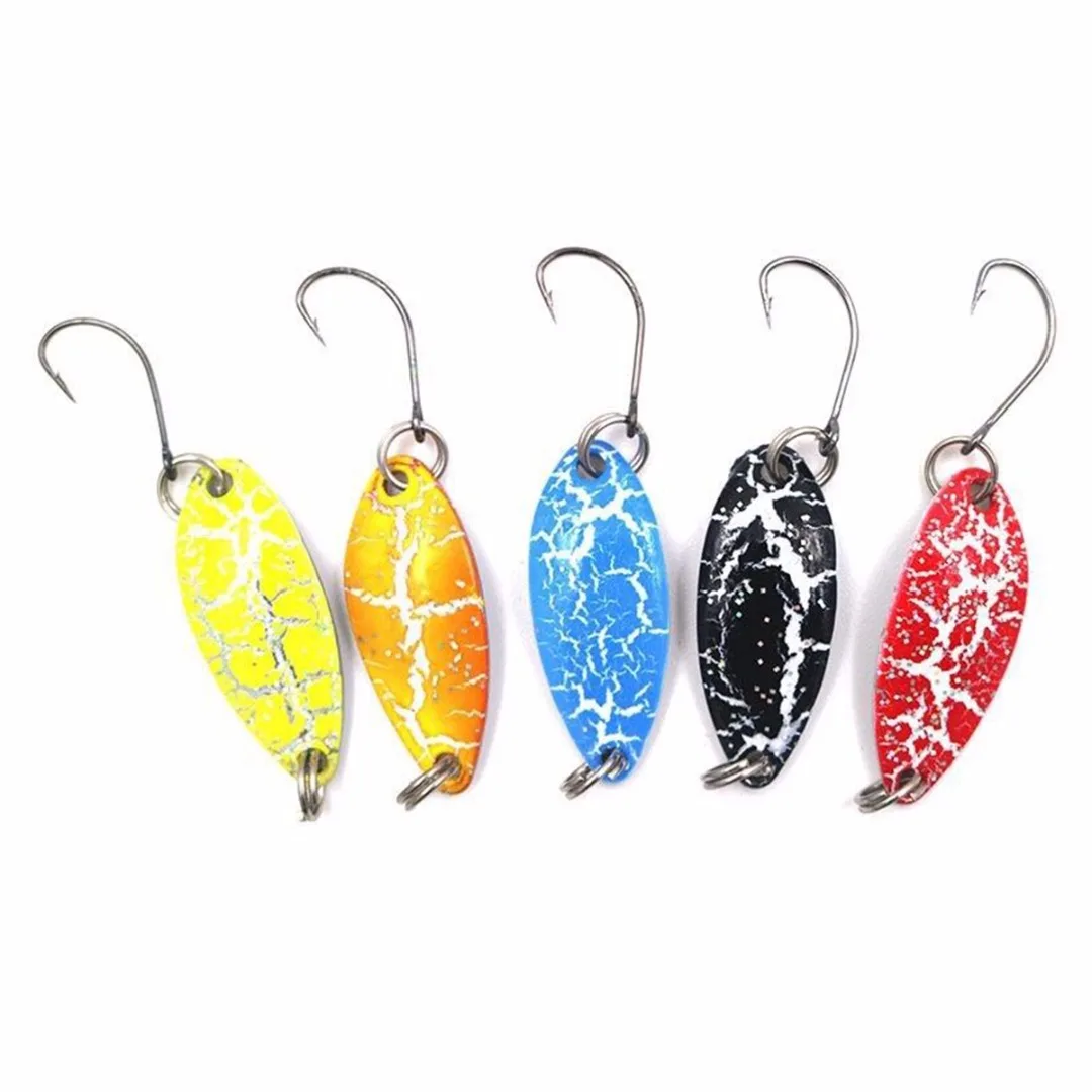 New 5Pcs 3.2cm/3g Metal Spoon Fishing Lure Spinner Bait For Trout Blinker Bass Artificial With Single Hook Fishing Accessories
