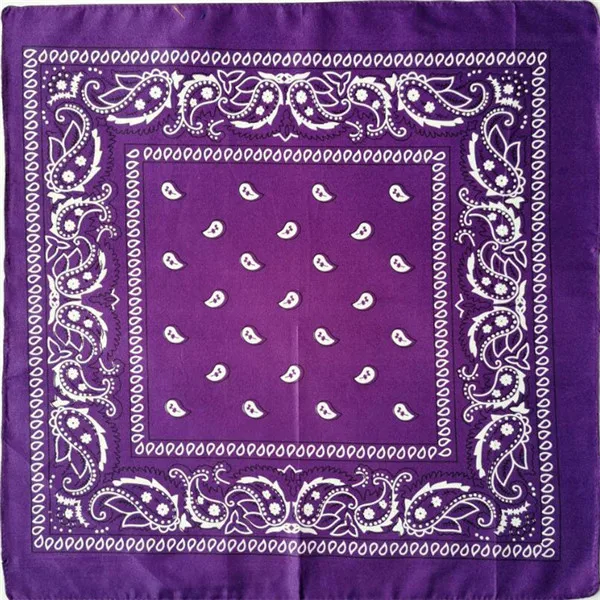 Purple bandana 1 шт. бандана шарф мужской лента унисекс хип хоп Красная Бандана головной убор волосы на шею высокого качества шарф бандана Мужские квадратные шарфы принт носовые платки - Цвет: Purple bandana