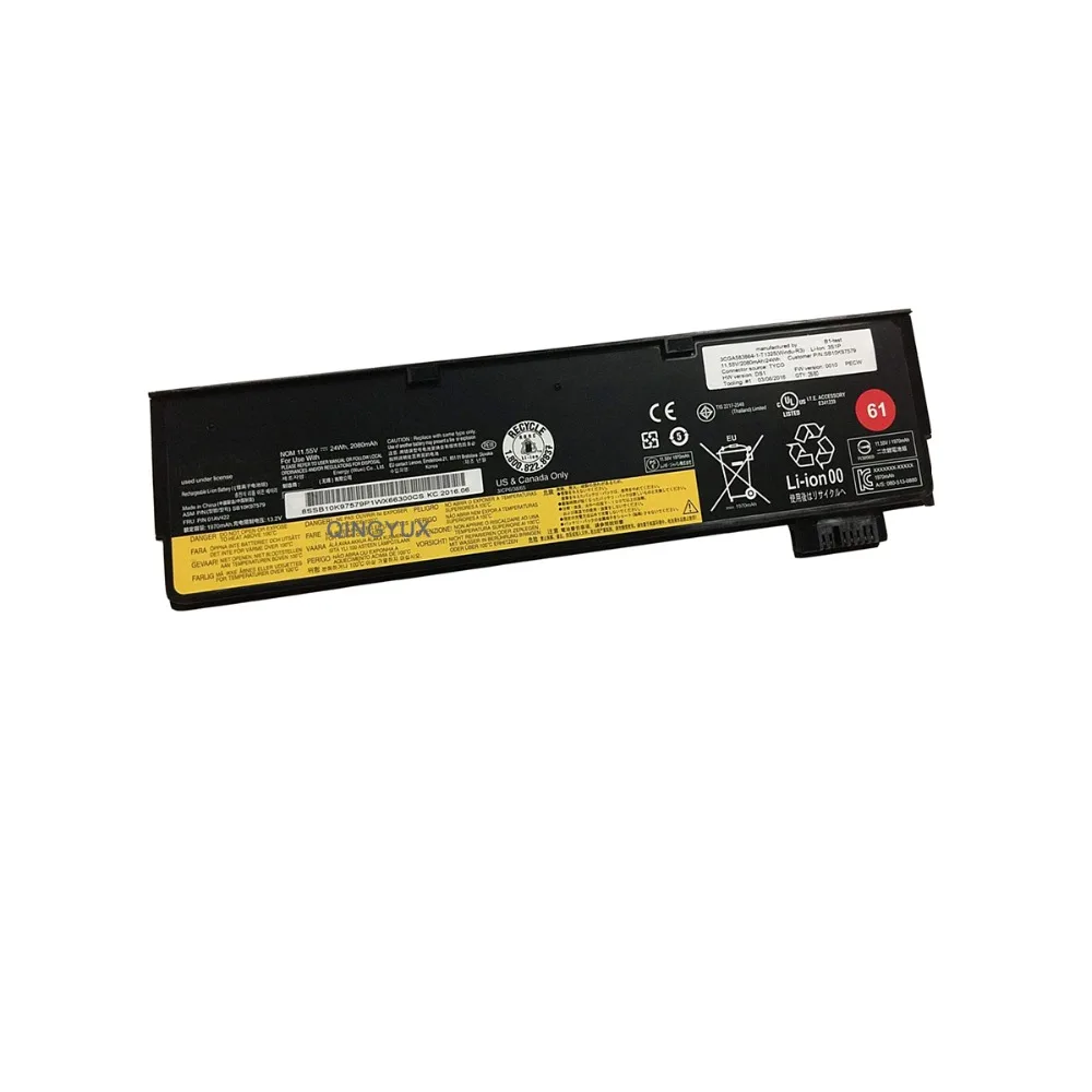 Аккумулятор для ноутбука QINGYUX 01AV422 SB10K97579 11 55 V 24Wh 2080mAh совместим с ThinkPad T470 61 Series |