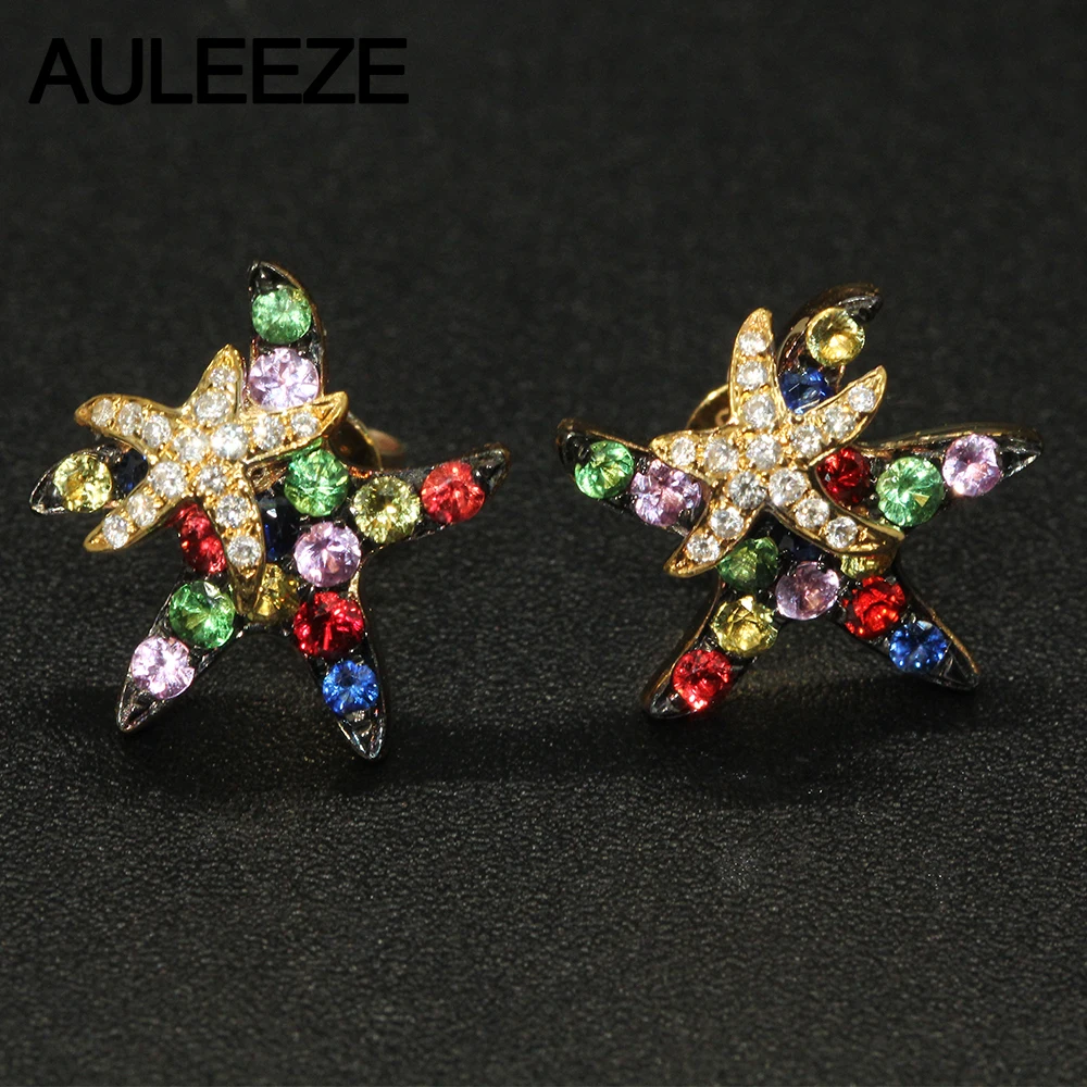 Женские серьги гвоздики из желтого золота 9 карат|earrings earring|earrings lovenatural sapphire earrings |