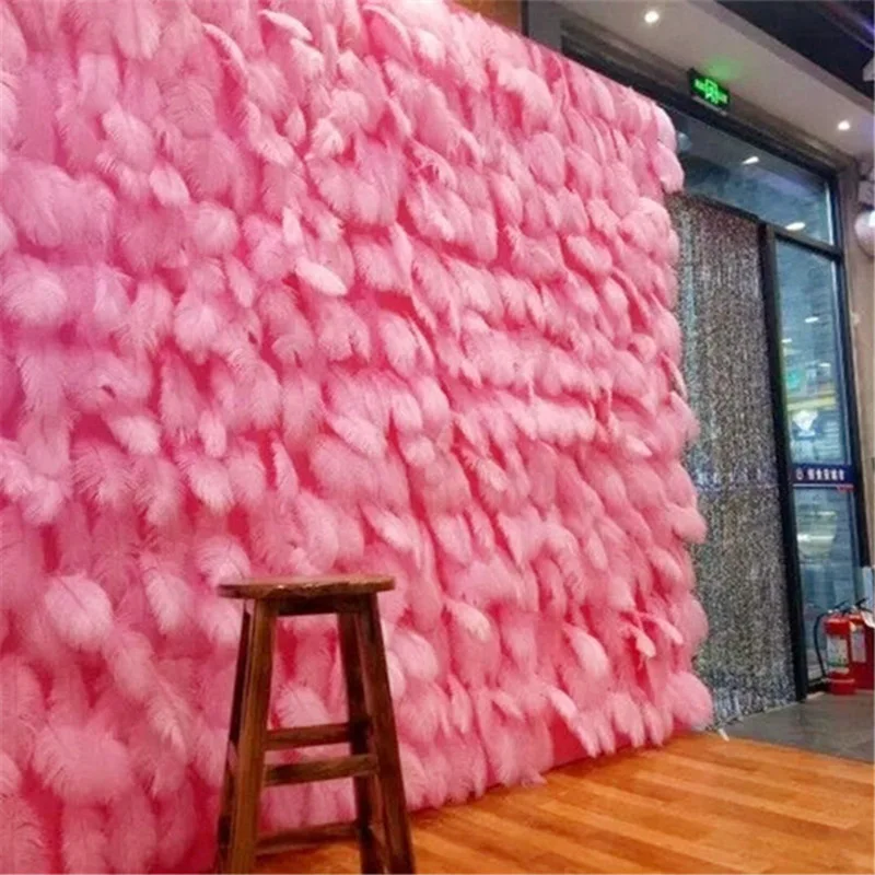 WeddingDecorationFeatherWallPinkOstrichFeatherBackgroundWall