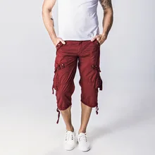 Летний стиль военные шорты Мужчины взрыва Свободные повседневные разноцветные карман шорты-карго Брюки хаки Army green Плюс Размер