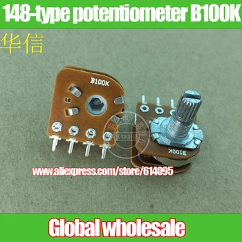 

5pcs 148-type With tap potentiometer B100K / double / with midpoint / handle length 15MM flower axis