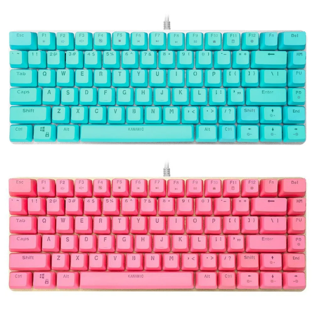 

Ergonomic White Backlight Mechanical Keyboard Blue Switch PBT 82 Keys Wired USB Keyboard Longhua Blue Axis