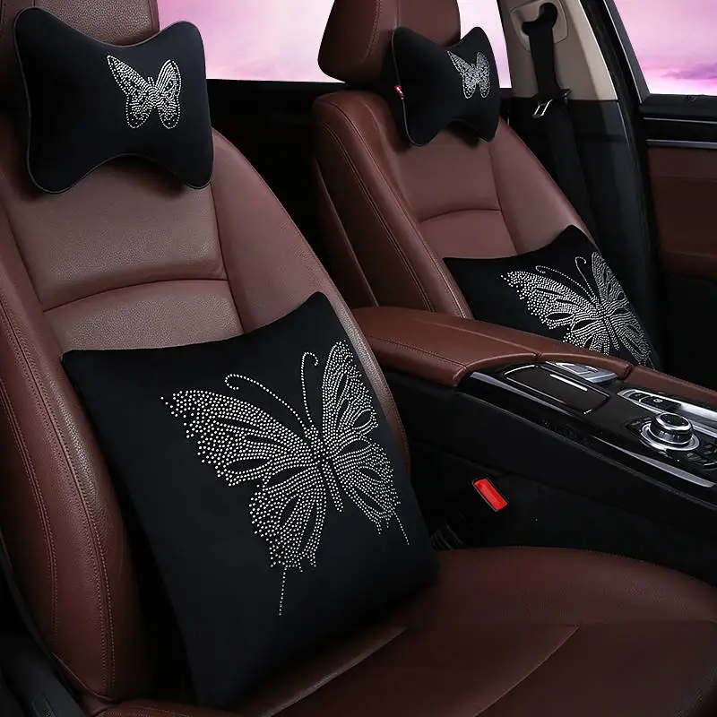 Лидер продаж дрель подголовник автомобиля подушки для поддержки шеи Подушка автокресла снимает усталость дышащий Съемный чехол подходит для большинства автомобилей - Цвет: C black 1set