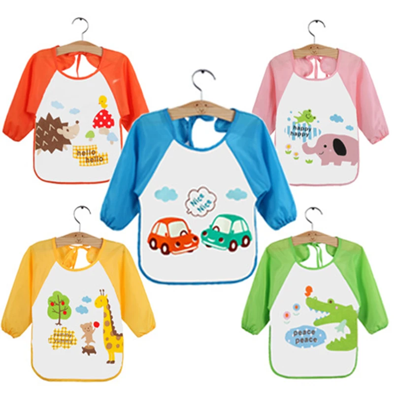 

glittery sweet New Design Baby Bibs Long Sleeve Waterproof Feeding Baby Burp Cloths For Newborn Girls Boys Cartoon Animal Apron