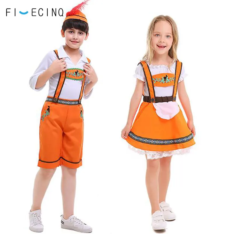 

Boys Girls Oktoberfest Costume Bavarian Beer Carnival Holidays Overall Kids Party Cosplay Jumpsuit Performance Dress fantasias