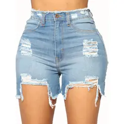 Новинка 2019 года плюс размеры короткие джинсы для женщин поступление повседневное летние джинсовые шорты с дырками