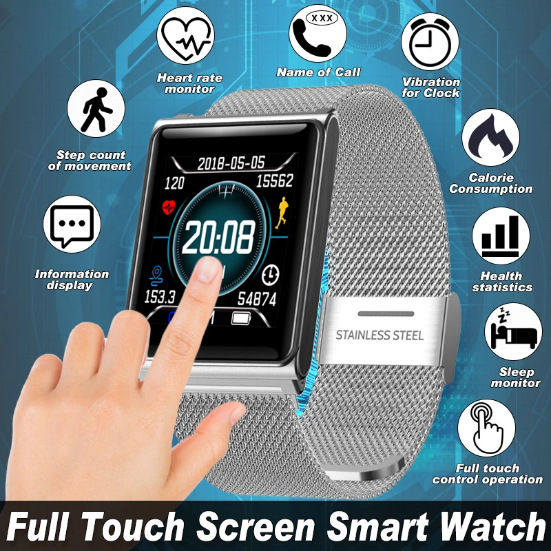 

1.3'' Touch Screen HR Monitor Fitness Tracker Smart Watch Women Pedometer Unisex Sport Watch Wristwatches For Android IOS Phone