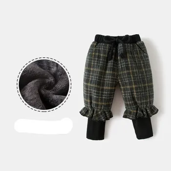 

Toddler Girl Pants Winter Plus Velvet Warm Splice Trousers 1 2 3 4 5 Years Baby Fashion Plaid Elastic Waist Thick Girls Pants