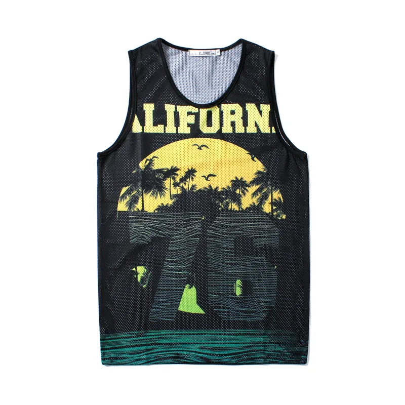

Vetement homme 2018 Brand clothing Fitness 3D Tank Top Men Stringer Mesh Bodybuilding Muscle Workout Vest Hip hop Tops M-2XL
