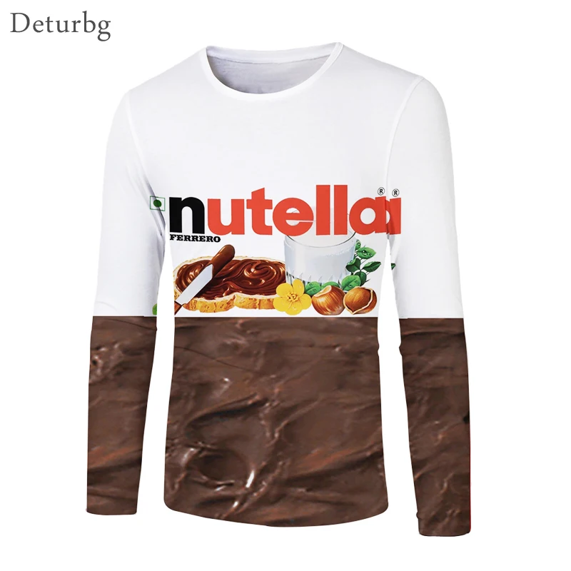 

Funny Nutella Printed 3D T-Shirts Fashion Women/men Fun Food Chocolate Sauce Long Sleeve Tees Fitness Outfits Tops Spring WMT69