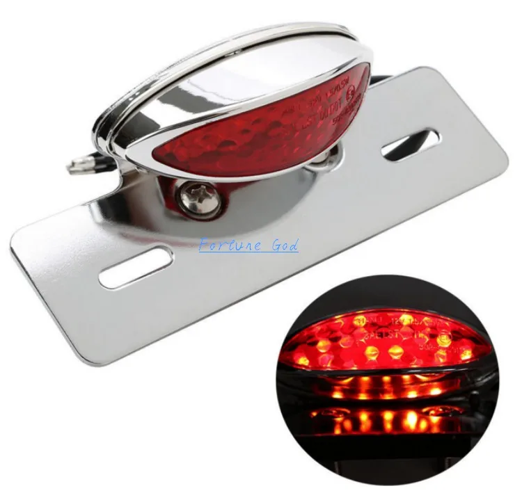Chrome Red LED MOTORCYCLE TURN SIGNAL BRAKE LICENSE PLATE INTEGRATE