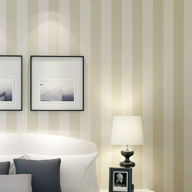 56 Sqf 10M Roll Modern Simple Style Beige/White Beige White Strips