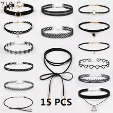 ZIRIS – Collier ras du cou en dentelle noire, bande de velours, pour femmes, bijoux de fête, accessoires, perle chaîne artisanale