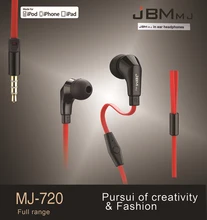 JBM-MJ720 Stereo Bass earphone Headphones Metal handsfree In-ear Headset 3.5mm MIC Earbuds for all Mobile Phone mp3