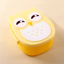 Милые коробки с изображением совы бенто для школьников, Детская Пластмассовая коробка для завтрака, контейнер для хранения фруктов, еды, портативные изысканные китайские столовые наборы, 1000 мл