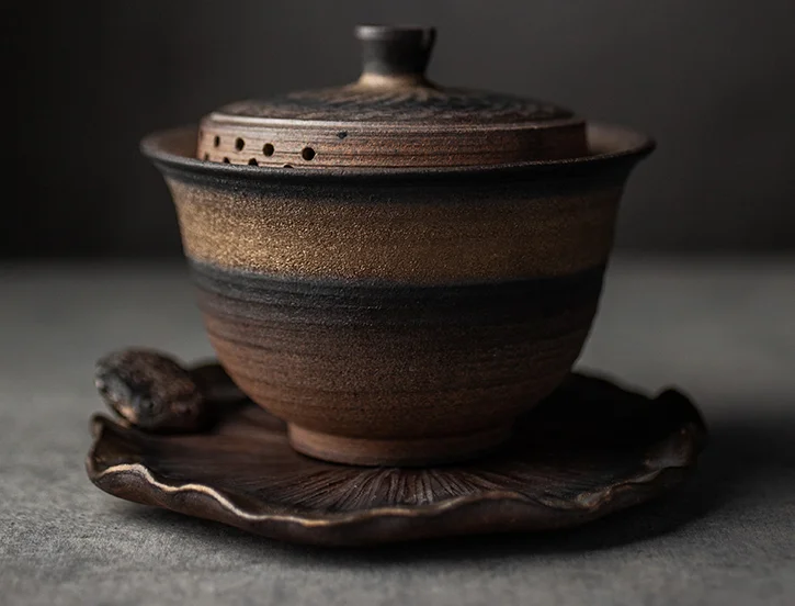 Китайский керамический гайвань кунг-фу, домашний современный минималистичный чайный набор с чашей, подарок для дома и офиса, чайная тарелка gaiwan, настольный декор lf392