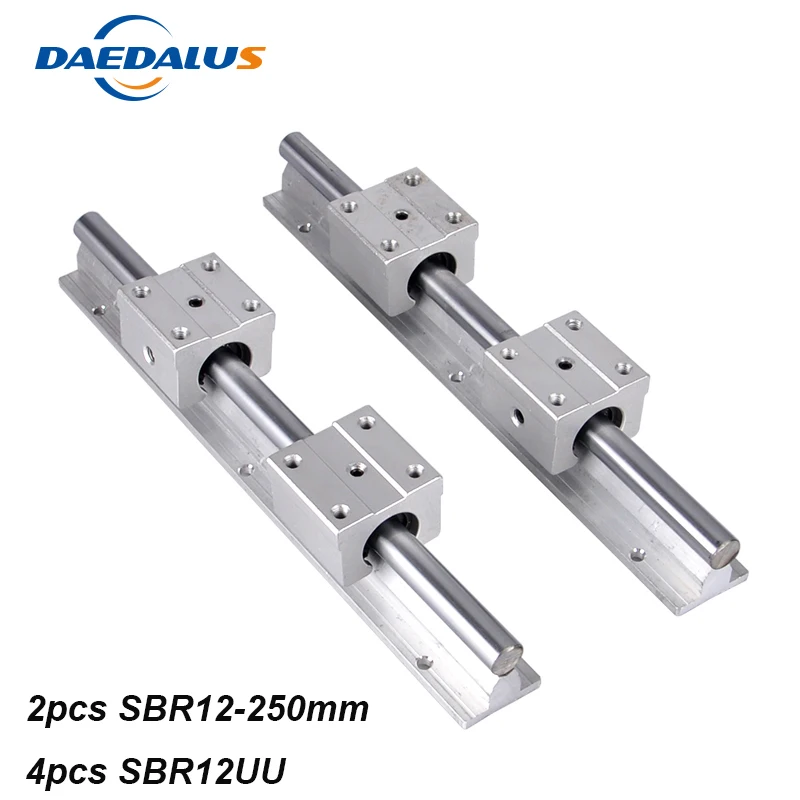 

Free Shipping 12mm Linear Rail SBR12 250mm 2pcs Linear Guide 4pcs SBR12UU Linear Bearing Blocks Slide For CNC Parts