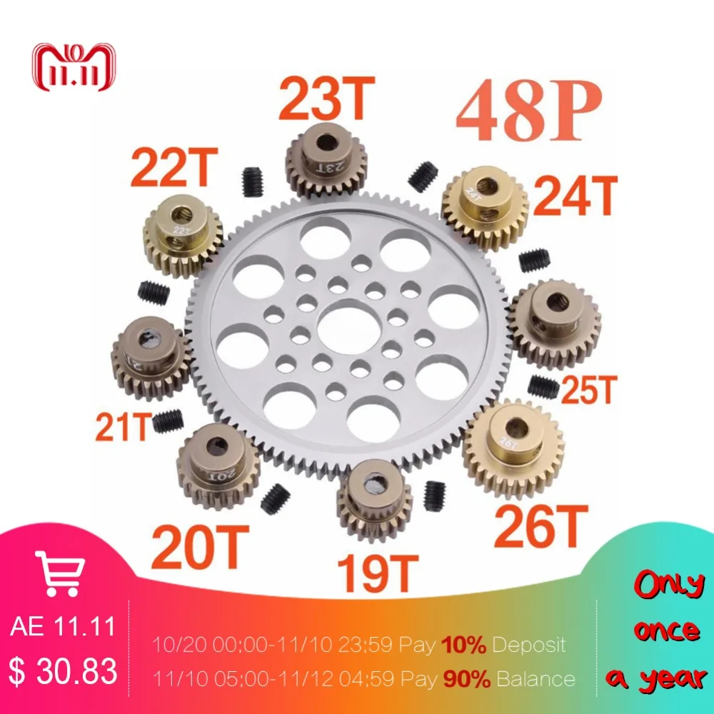 

14 Pcs Metal 48P Spur Gear 92T 85T 80T 18T Brush / Brushless Motor Pinion Gears 19T for Sakura D3 XI Zero S 1:10 RC Drift Car