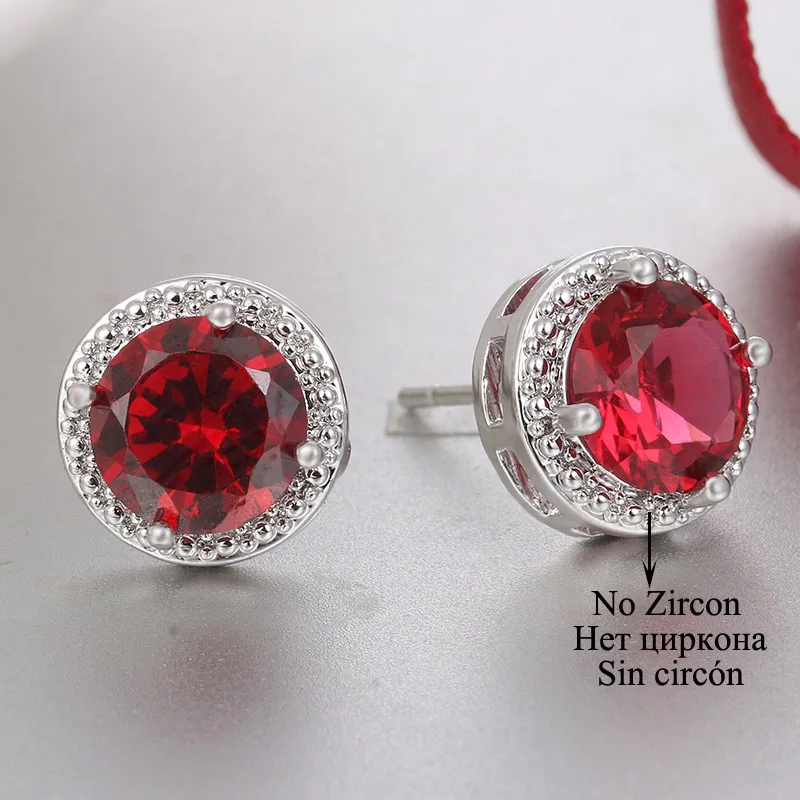 red no stone Классические зеленые AAA серьги с цирконием кубической огранки круглые хрустальные серьги-гвоздики для девушек для женщин многоцветные модные ювелирные изделия brincos AE176 - Окраска металла: red no stone
