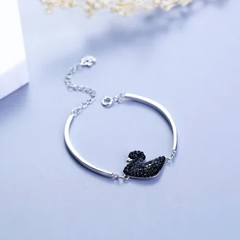 

L&P Blacelet Fashion Black Swan Design 925 Sterling Silver Blacelet For Women Jewelry Wholesale Hot Sale