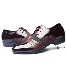 Дышащая мужская официальная обувь с вырезами; мужские туфли-оксфорды из лакированной кожи с острым носком; модельные туфли в деловом стиле