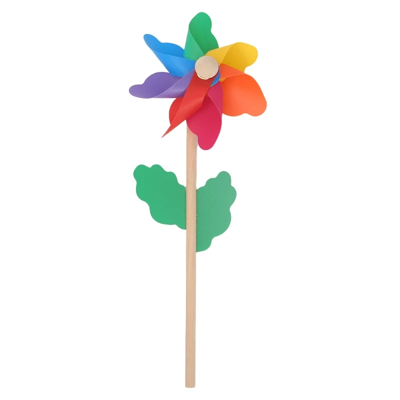 

Wood Windmill Wind Spinner Pinwheels Home Garden Yard Decoration Kids Toys New