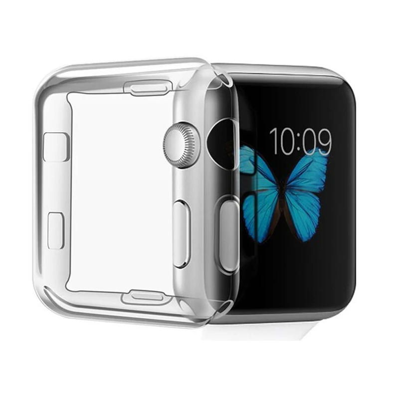 

New Ultra-thin Transparent TPU Protective case with screen protector Watch Shell Cover For Apple Watch Series2 38mm 42mm