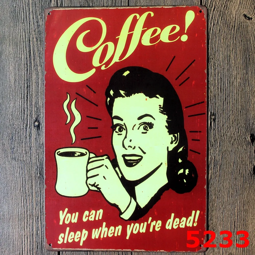 30X20CM Coffee Vintage Home Decor Tin Sign Pub Wall Decor Bar Metal