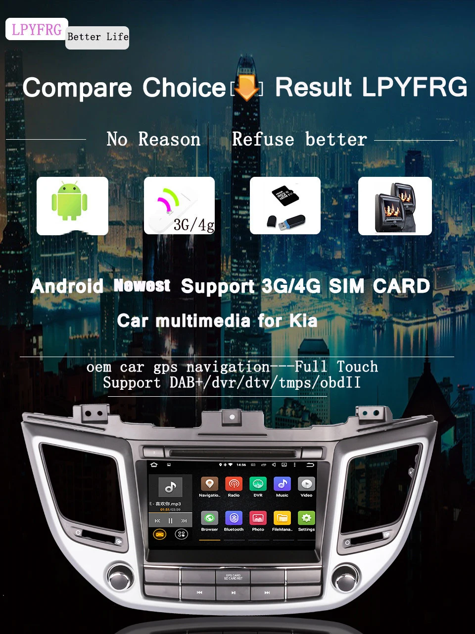 Android 9,0 автомобильный DVD gps для HYUNDAI IX35/TUCSON поддержка DVR wifi DSP DAB OBD аудио 4G gps навигационная система