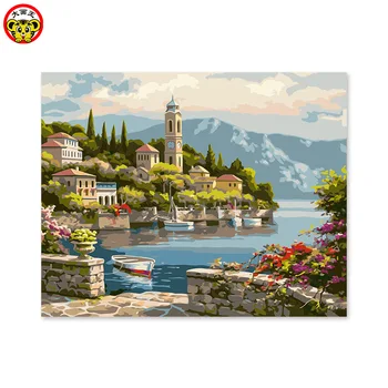 

painting by numbers art paint by number DIY decoration living room bedroom sofa background famous painting seaside scenery