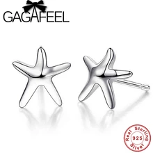 GAGAFEEL Подлинная Настоящее чистое серебро 925 пробы Морская звезда серьги, YEDT-0013