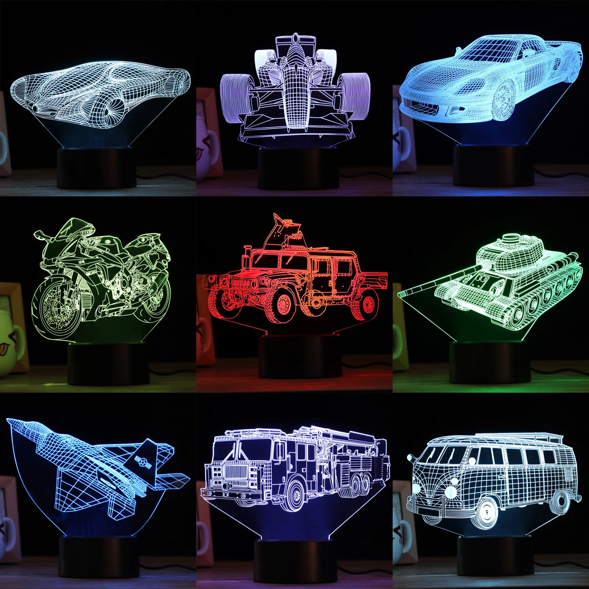 

3D T uch Controll Night Light 7 Color LED Transportation Lamp USB Night Light Home Decor Desk Lamp Christmas Gift For Children