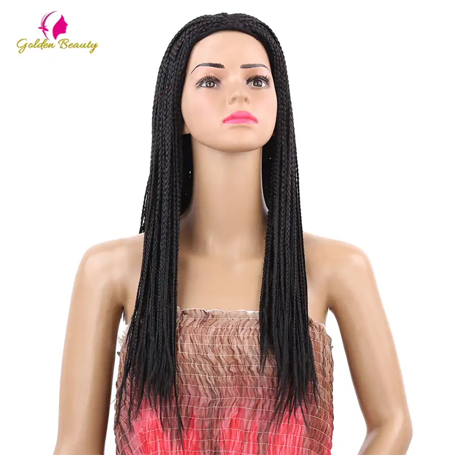 Golden Beauty 22inch Box Braid Wig Side Part Hairline With