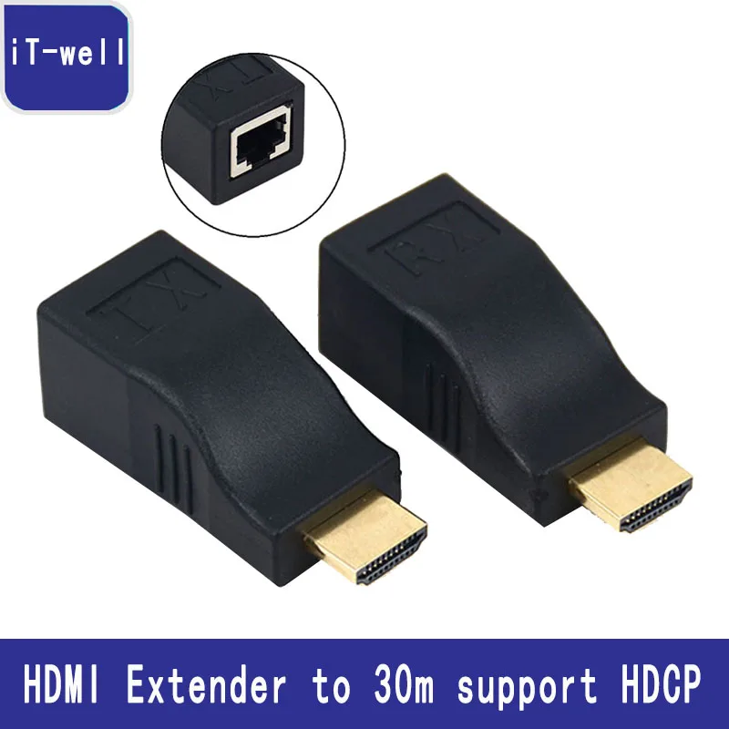 

HDMI Extender Transmiter repeat 1080P HDMI UP to 30M Over CAT6 RJ45 Ethernet Cable Support HDCP for HDTV monitor Projector