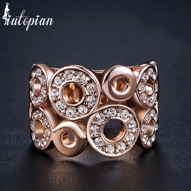 

Iutopian Brand Geometric Style Rings For Women 18KGP And US Size 5.5 to 10 High Quality 1#RA12313