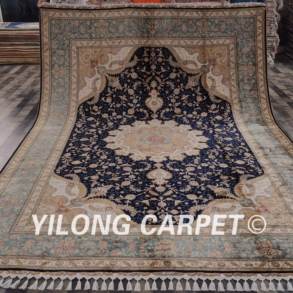 Yilong 8,2 'x11. 8 'Турецкий Дизайн Nanyang шелк ручной работы персидский античный Восточный ковры(CQG47A8.2x11.8