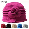 2022 Women Fedoras 100% Pure Wool Dome Winter Hat For Women Floral Casual Brand Warm Lady Autumn Floppy Soft Girl Fedoras ► Photo 3/6