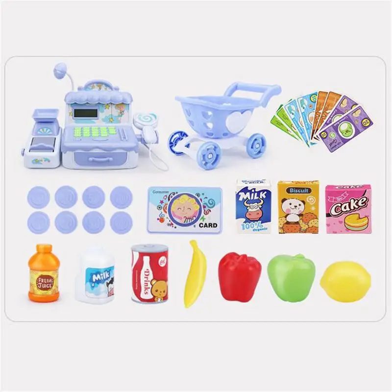 Домашние Творческие игрушки развлекательные мероприятия Моделирование супермаркет кассовый аппарат корзина многофункциональная детская игрушка набор