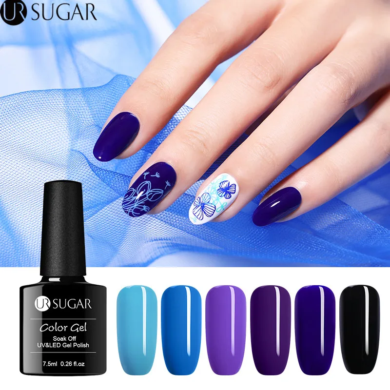 

UR SUGAR 7.5ml Purple Series Gel Nail Polish Pure Color Soak Off UV Gel Varnish Semi Permanent Manicure Nail Art Gel Lacquer LED