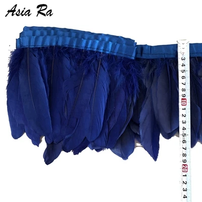 Глубокий зеленый крашеный натуральный и настоящий крафт гусиное перо отделка 6-8 дюймов diy гусиное перо отделка бахромой костюмы шитье из кружева ремни - Цвет: royal blue