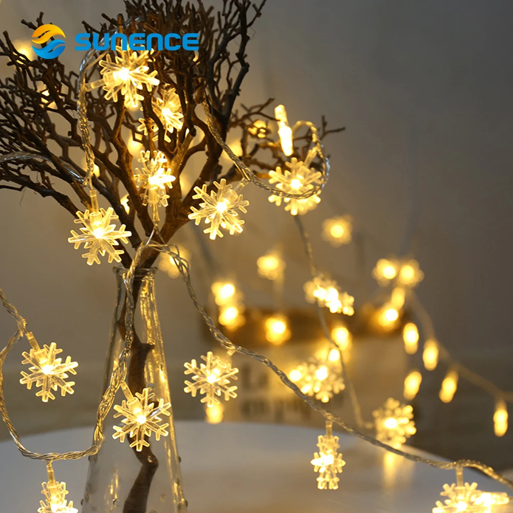 

5M USB 3AA Battery Christmas Lights Snowflake Lamp Holiday Lighting For Indoor/Wedding Party Decoration Curtain String Lights