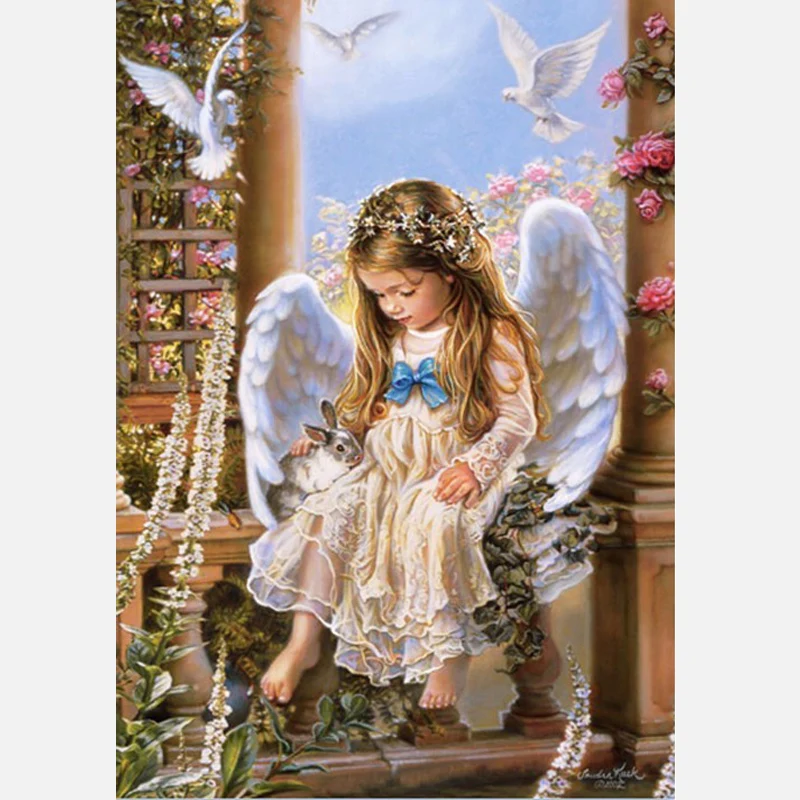 

100% Full 5D Diy Daimond Painting Cross-stitch "Angel Elf Girl" 3D Diamond Mosaic Round Rhinestones Paintings Embroidery