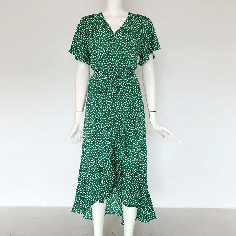 Long Wrap Dress 2020 Summer Boho Style Floral Print Maxi Beach Dress Sexy Side Split Elegant Party Dress Sundress Vestidos