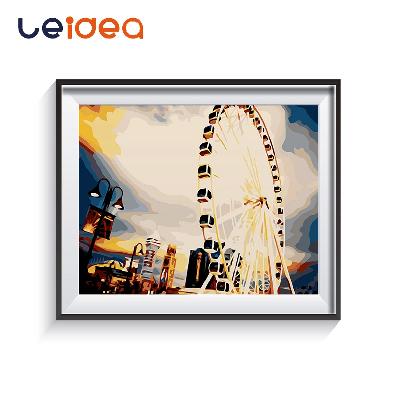 

DIY Painting By Numbers Landscape Romantic Ferris Wheel Modern Wall Art Picture Acrylic Home Decoration Artwork 40x50cm
