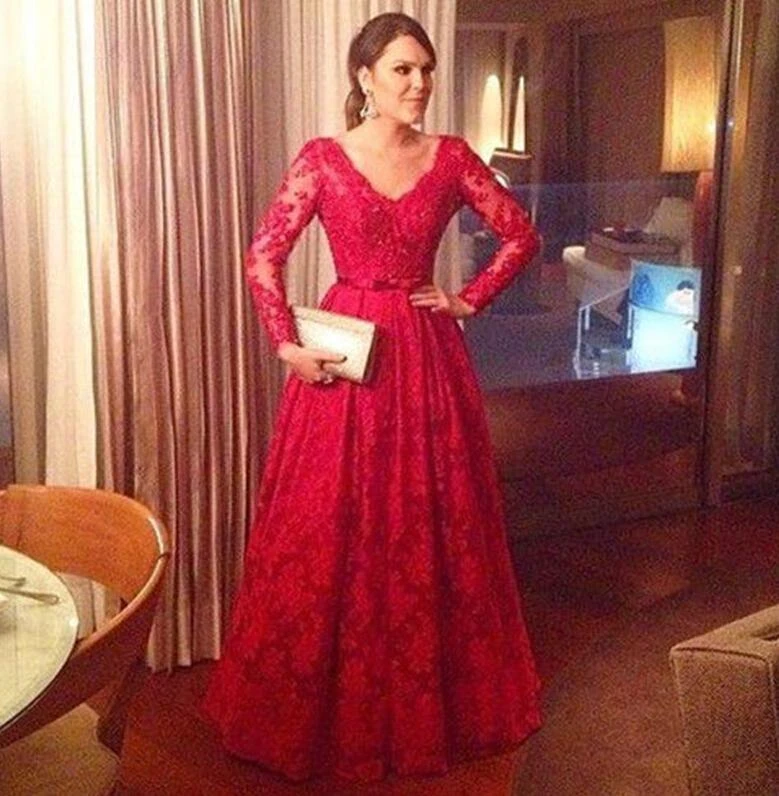red lace mother of the bride dress